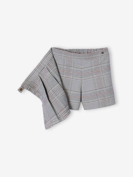 Flannel Skort for Girls chequered navy blue+grey 