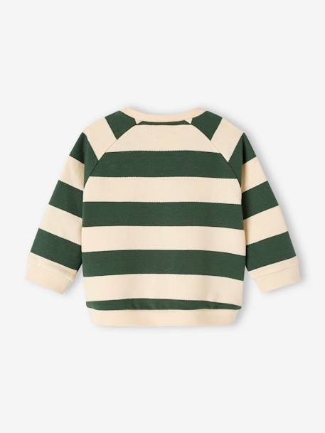 Striped Fleece Sweatshirt for Babies fir green+slate blue+striped blue 