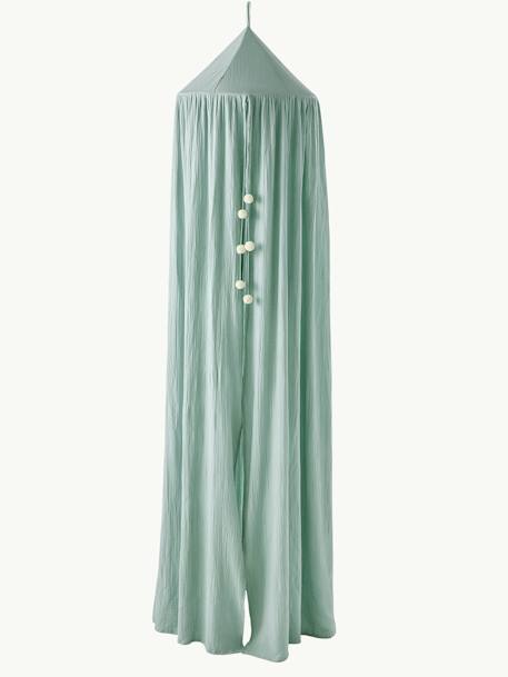 Bed Canopy in Cotton Gauze, EAU DE ROSE Theme Light Pink+sage green+sand beige 