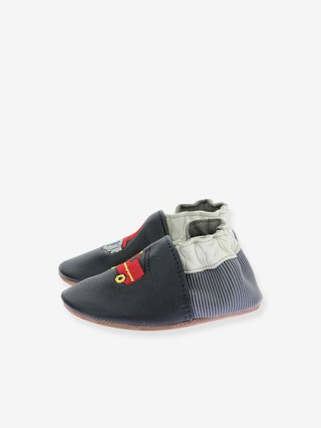 Baby soft leather slippers with Fire badge 974780 - ROBEEZ© navy blue 