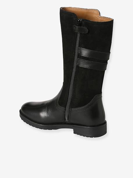 Leather Riding Boots with Zip for Girls black 