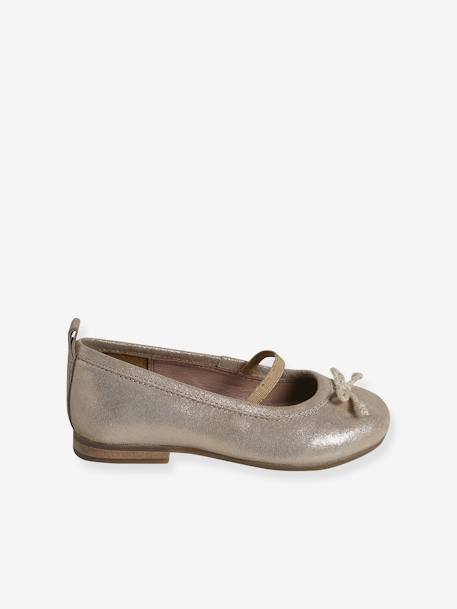 Leather Ballet Pumps for Girls gold 