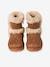 Water-Repellent Furry Boots with Zip for Girls brown+golden beige 