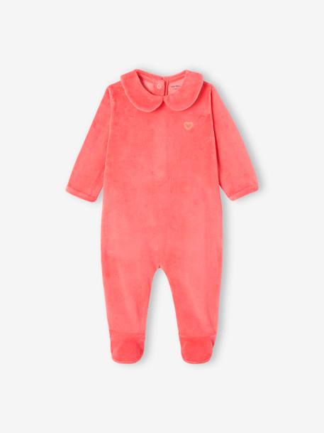 Pack of 2 Velour Sleepsuits for Babies rose 