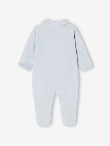 Pack of 2 Velour Sleepsuits with Front Opening for Babies cappuccino+pale blue+rose 