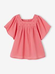 Baby-Blouses & Shirts-Blouse with Square Neckline, in Broderie Anglaise, for Babies