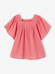 -Blouse with Square Neckline, in Broderie Anglaise, for Babies