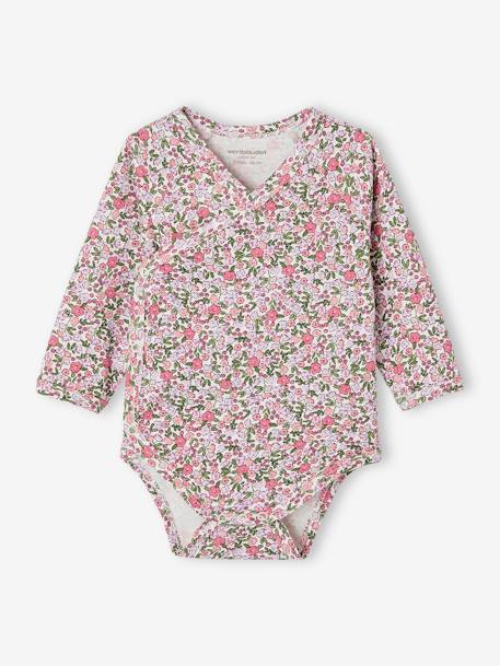 Pack of 3 Long Sleeve Bodysuits in Organic Cotton for Newborn Babies pale pink 