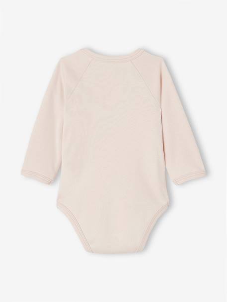 Pack of 3 Long Sleeve Bodysuits in Organic Cotton for Newborn Babies pale pink 