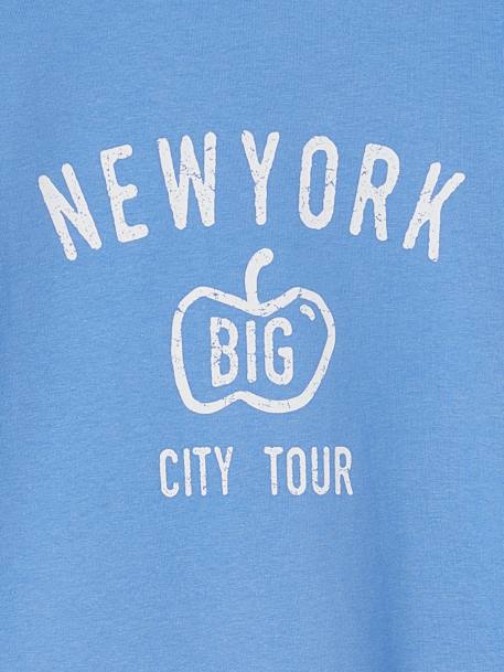 Top with New York Inscription on the Chest & Back, for Boys azure 