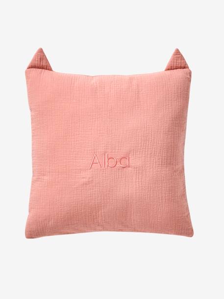 Cotton Gauze Animal Cushion cinnamon+rose+sage green 