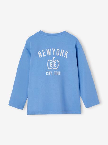 Top with New York Inscription on the Chest & Back, for Boys azure 