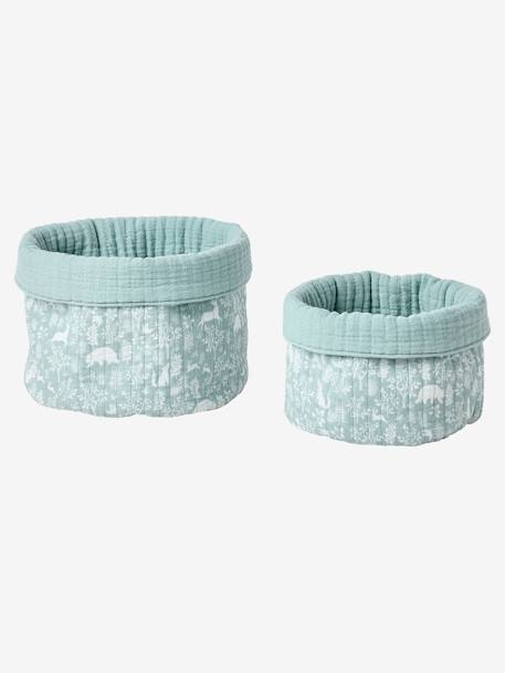 Pack of 2 Reversible Storage Baskets, In the Woods sage green 