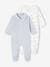 Pack of 2 Velour Sleepsuits with Front Opening for Babies cappuccino+pale blue+rose 