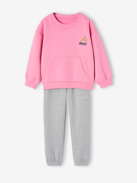 Sports Combo Fleece Sweatshirt + Joggers for Girls sweet pink 