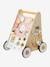 Wooden Walker with Brakes - Wood FSC® Certified rose+WHITE MEDIUM SOLID WITH DESIGN+wood 