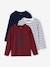 Pack of 3 Assorted Long Sleeve Tops for Boys bordeaux red+marl grey+white 