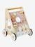 Wooden Walker with Brakes - Wood FSC® Certified rose+WHITE MEDIUM SOLID WITH DESIGN+wood 