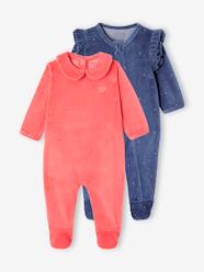 -Pack of 2 Velour Sleepsuits for Babies