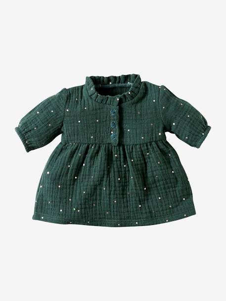 Cotton Gauze Dress for Dolls green 