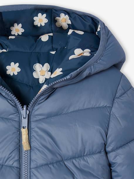 Reversible Lightweight Jacket for Girls navy blue+rosy apricot 