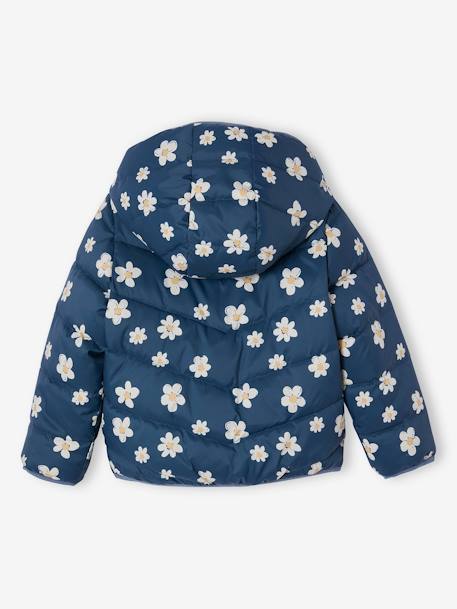 Reversible Lightweight Jacket for Girls navy blue+rosy apricot 