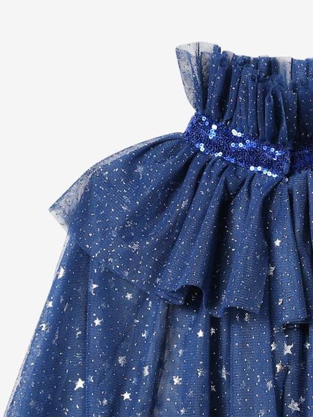 Glittery Cape + Wand black+blue+WHITE LIGHT SOLID WITH DESIGN 