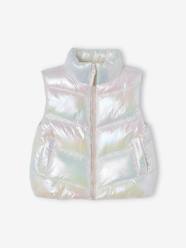 Girls-Coats & Jackets-Padded Jackets-Waistcoat with Pearly Shiny Effect for Girls