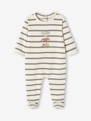 Baby-Striped Sleepsuit with Cars Motif for Baby Boys