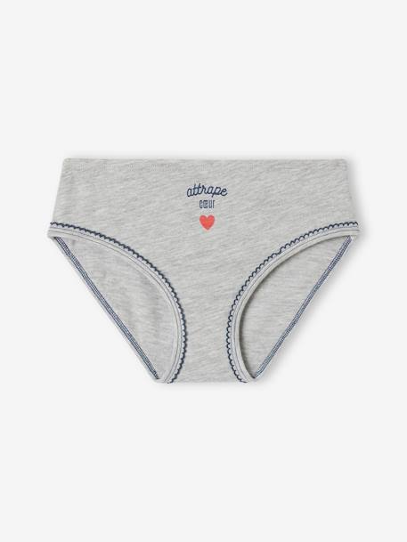 Pack of 7 Heart Briefs for Girls navy blue 