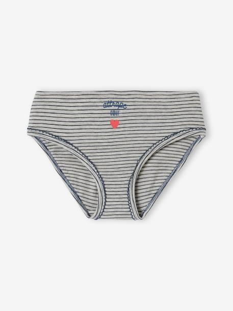 Pack of 7 Heart Briefs for Girls navy blue 