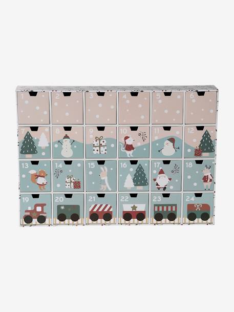 Advent Calendar with Toys in FSC® Wood green+grey+red+wood 