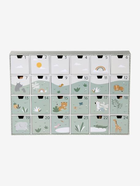 Advent Calendar with Toys in FSC® Wood green+grey+red+wood 