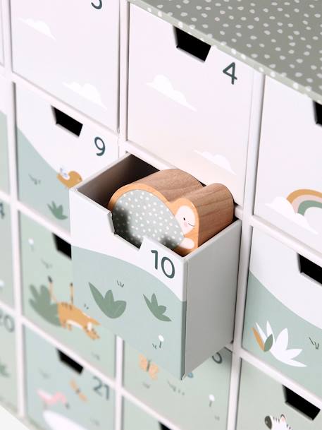 Advent Calendar with Toys in FSC® Wood green+grey+red+wood 