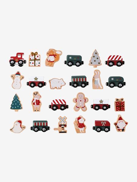 Advent Calendar with Toys in FSC® Wood green+grey+red+wood 