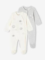 Baby-Pack of 2 "Little Lambs" Sleepsuits in Velour, for Babies