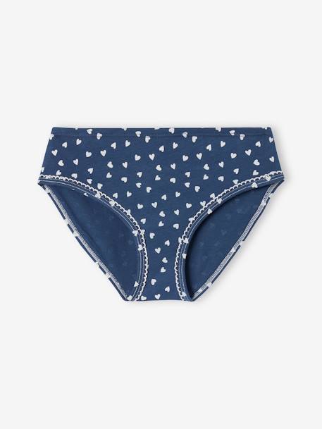 Pack of 7 Heart Briefs for Girls navy blue 