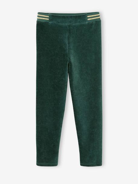 Corduroy Leggings for Girls BROWN MEDIUM SOLID+emerald green+navy blue 