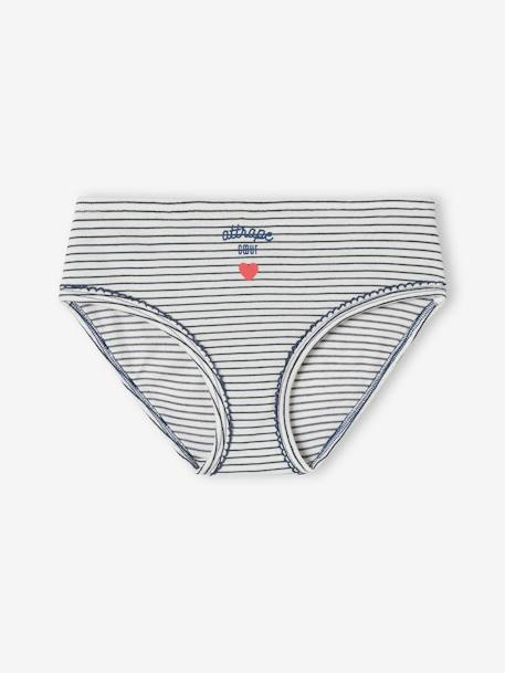 Pack of 7 Heart Briefs for Girls navy blue 