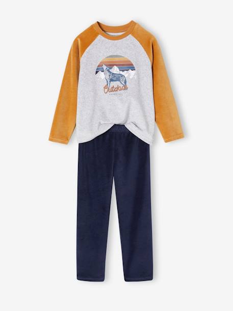 Pack of 2 'Wolf' Pyjamas in Velour for Babies caramel 