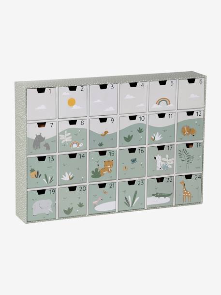 Advent Calendar with Toys in FSC® Wood green+grey+red+wood 