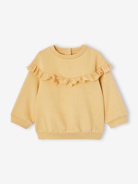 Sweatshirt with Broderie Anglaise Ruffle for Baby Girls ochre+old rose 