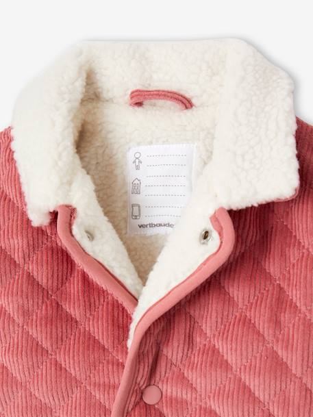 Quilted Corduroy Waistcoat with Sherpa Lining for Babies dusky pink 