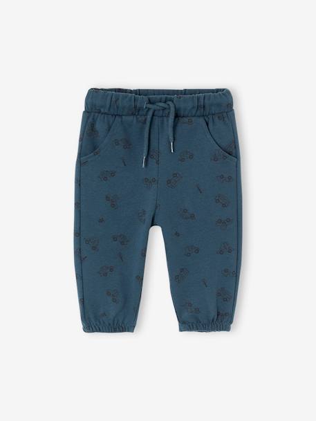 Printed Fleece Trousers for Babies ocean blue+olive 