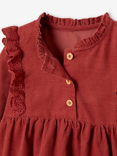 Corduroy Dress with Broderie Anglaise Ruffles for Baby Girls terracotta 