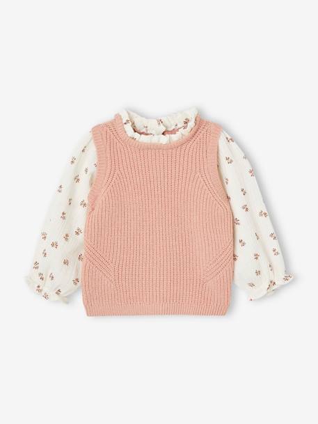 2-in-1 Jumper for Babies marl brown+rosy 