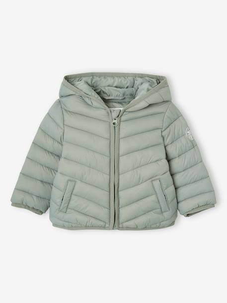 Lightweight Padded Jacket with Hood for Babies BLUE DARK SOLID+bronze+sage green 