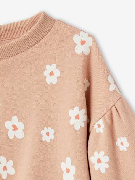 Printed Sweatshirt in Fleece, for Babies blush+ecru 