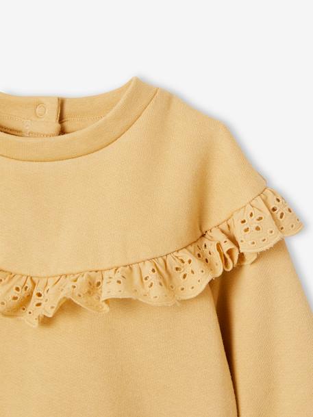 Sweatshirt with Broderie Anglaise Ruffle for Baby Girls ochre+old rose 