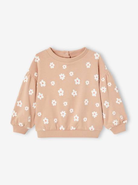 Printed Sweatshirt in Fleece, for Babies blush+ecru 